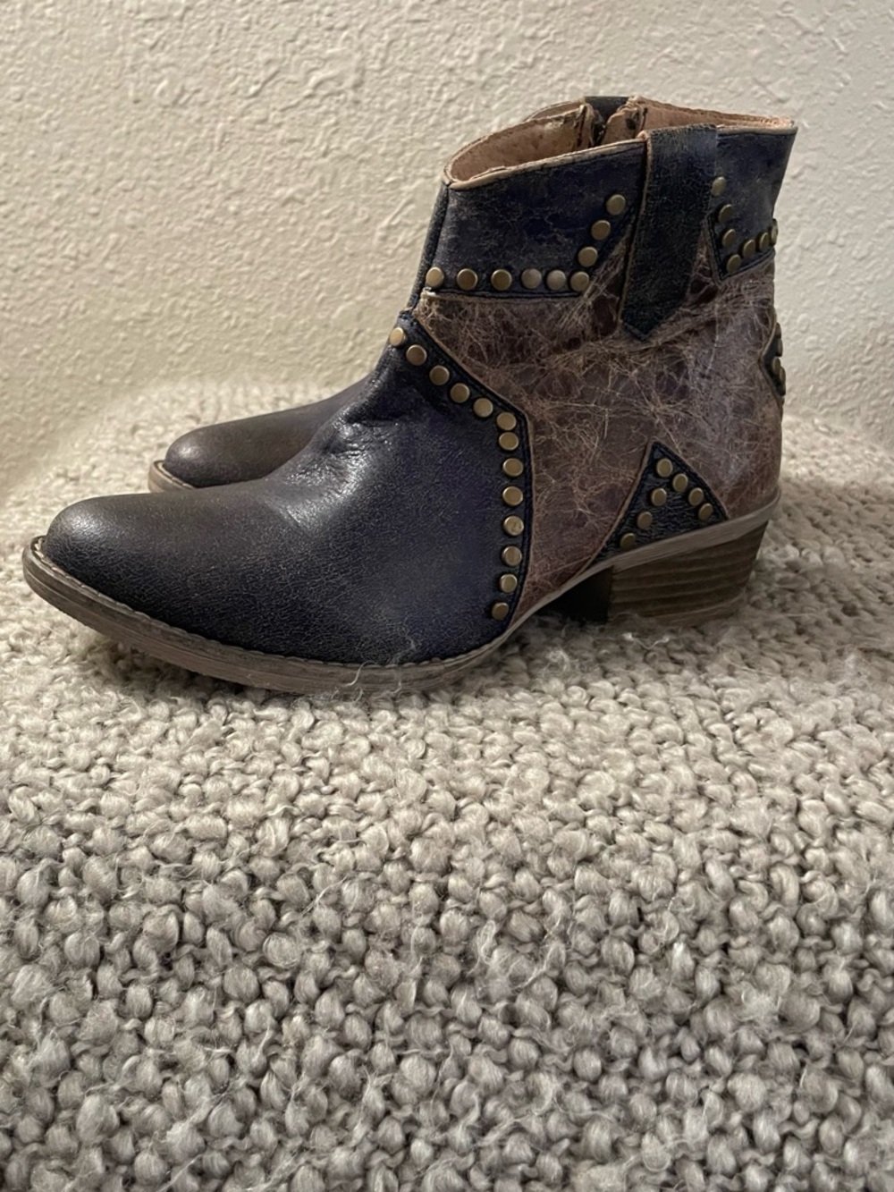 Boot Barn Studded Two-Tone Western Ankle Boot - Black & Brown